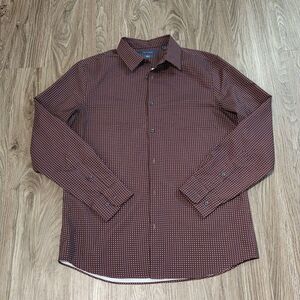 Perry Ellis Men’s Red White Polka Dot Slim Fit Stretch Large Dress Shirt